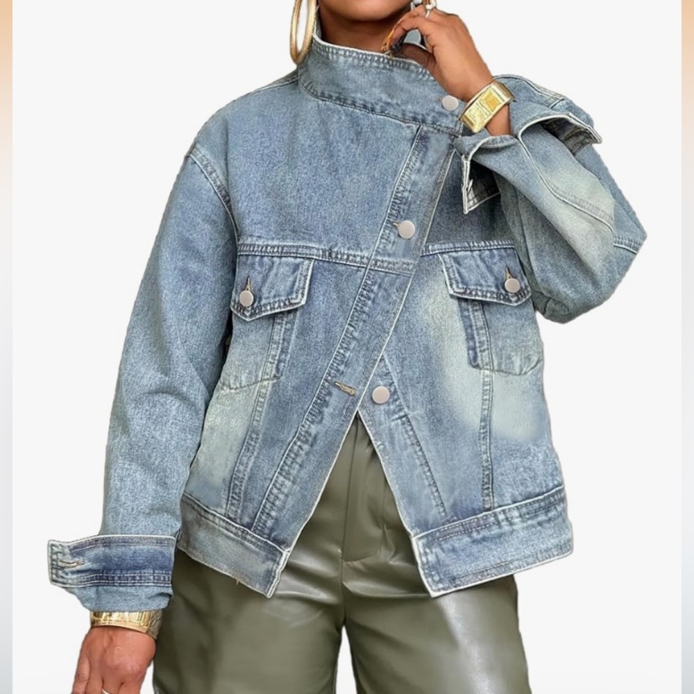 NWT DOSE blue Denim oversized Asymmetric design spring/autumn jacket size XL & M